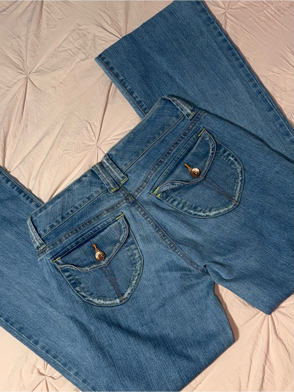 GLO jeans Straight-Leg Blue Denim Jeans with Back Flap Pockets